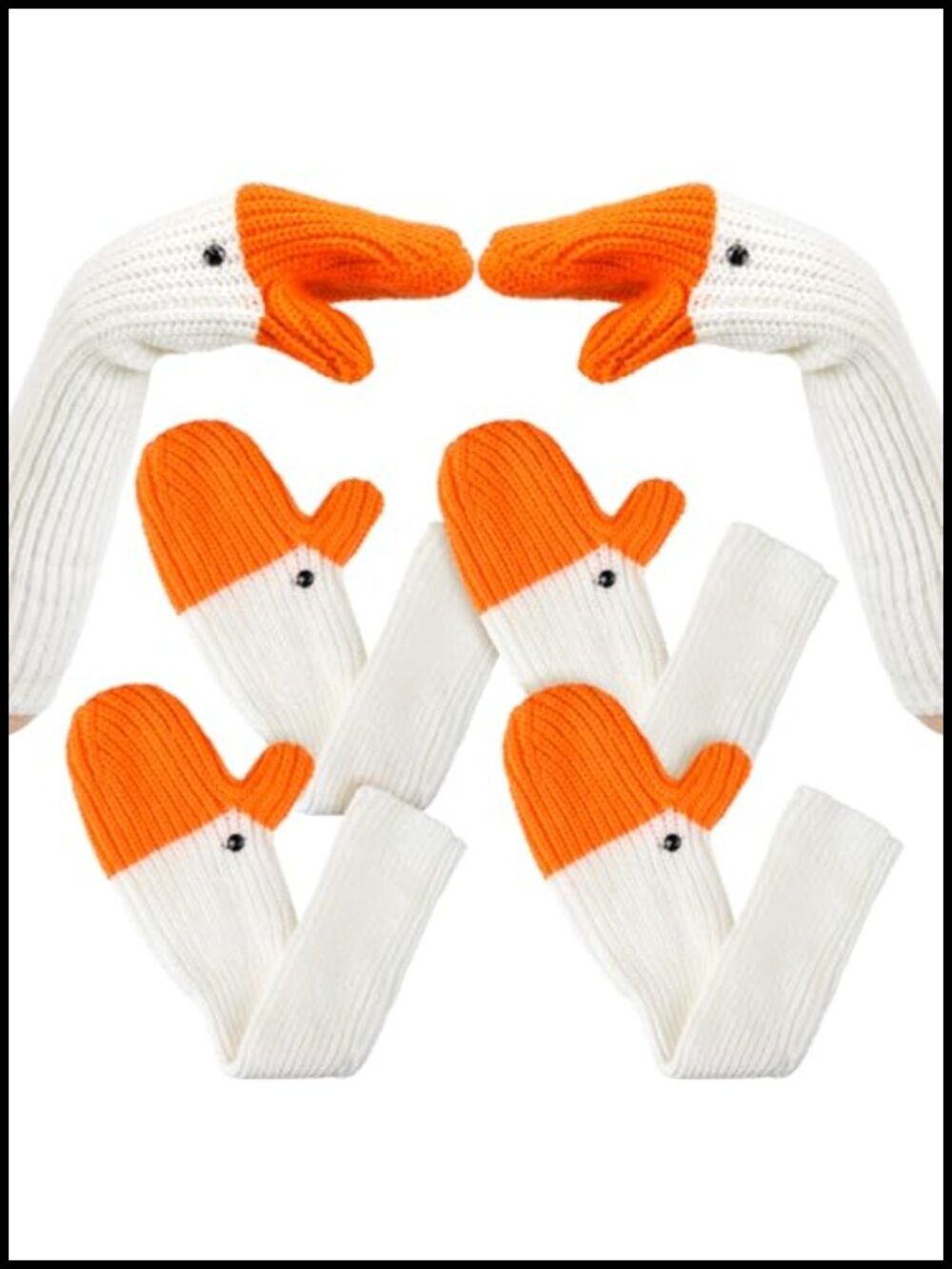 Silly Goose Knitted Mittens Double Layer Winter Warm Gloves